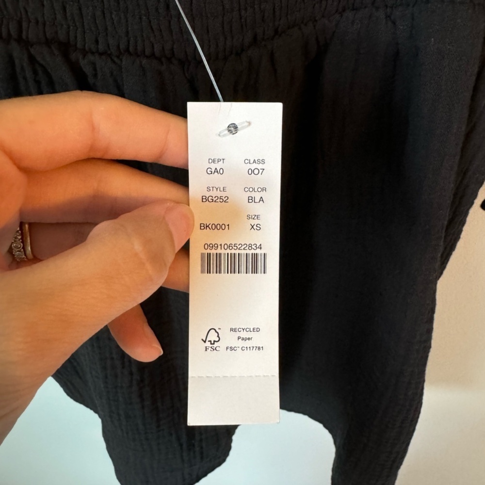 J. Crew Squareneck puff-sleeve soft gauze baby doll top in black - Picture 5 of 5